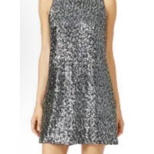 Eliza J Silver Sequin Halter Mini Dress